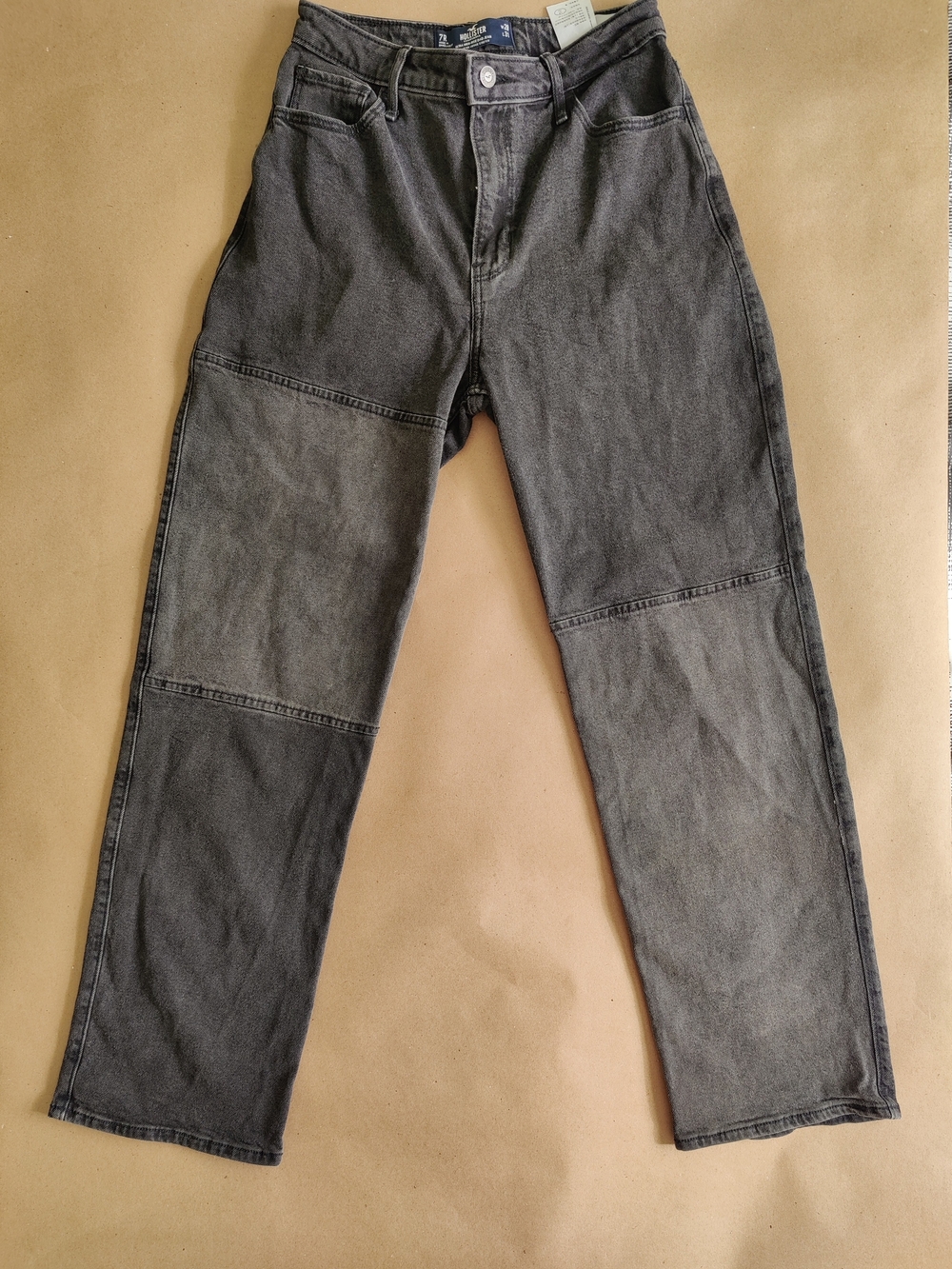 Hollister High Rise Dad Jeans For Women | Dark Gray With Patchwork | 28/31 Jeans
